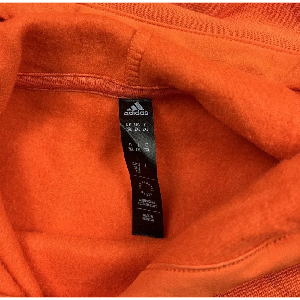 ADIDAS MEN'S ORANGE FULL ZIP HOODIE SWEATSHIRT LONG SLEEVE SIZE 2XL